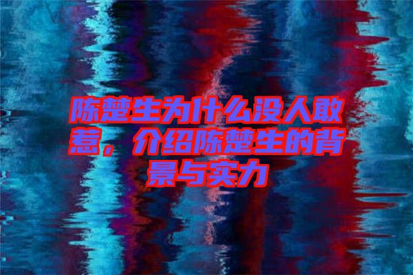 陳楚生為什么沒(méi)人敢惹，介紹陳楚生的背景與實(shí)力